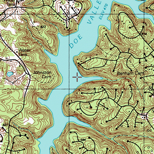 Topographic Map of Doe Valley Census Designated Place, KY