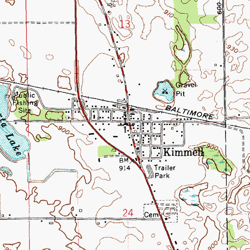 Topographic Map of Kimmell Census Designated Place, IN