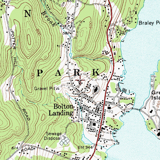 Topographic Map of Bolton Landing Census Designated Place, NY