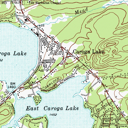 Topographic Map of Caroga Lake Census Designated Place, NY