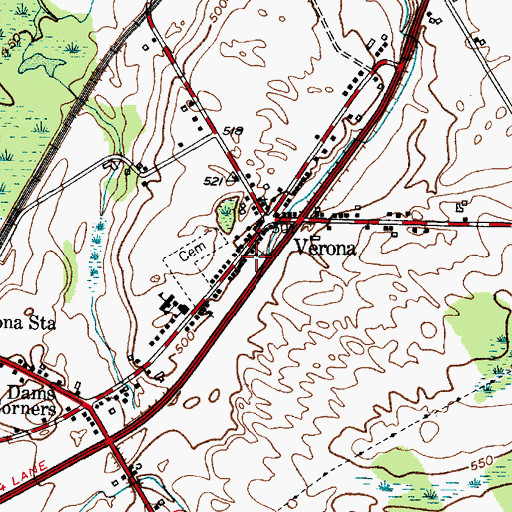 Topographic Map of Verona Census Designated Place, NY