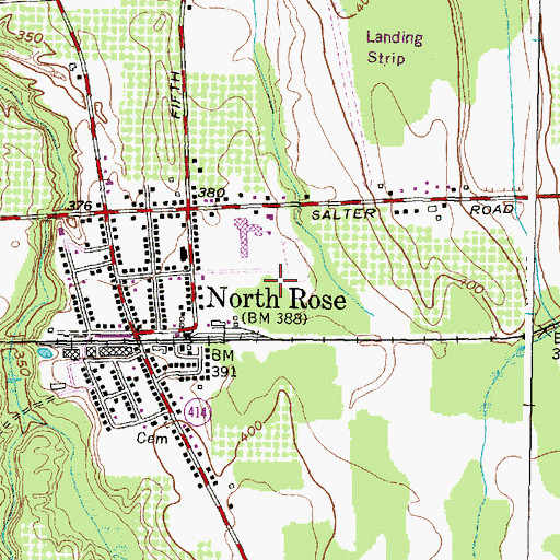 Topographic Map of North Rose Census Designated Place, NY