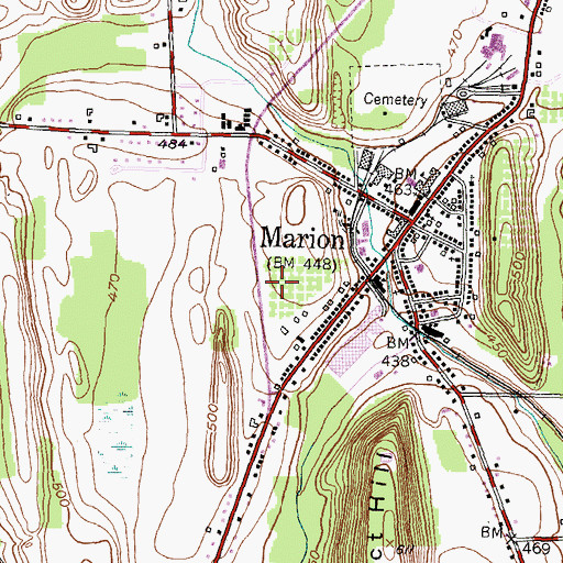 Topographic Map of Marion Census Designated Place, NY