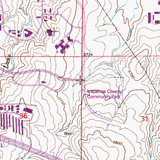 Topographic Map of Dove Valley, CO