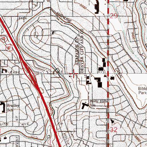 Topographic Map of Holly Hills, CO