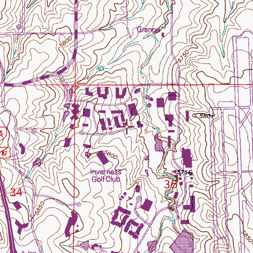 Topographic Map of Inverness, CO