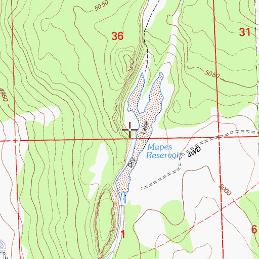 Topographic Map of Mapes Reservoir, CA