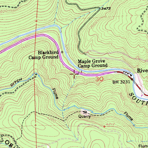 Topographic Map of Maple Grove Camp Ground, CA