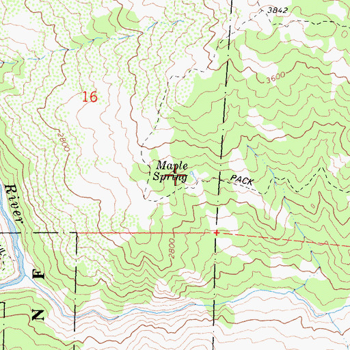 Topographic Map of Maple Spring, CA