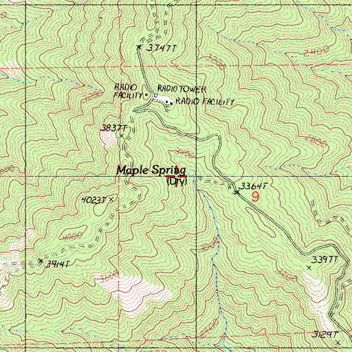 Topographic Map of Maple Spring, CA