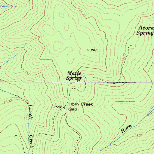 Topographic Map of Maple Spring, CA