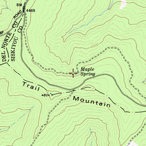 Topographic Map of Maple Spring, CA