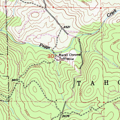 Topographic Map of Marall Chrome Mine, CA