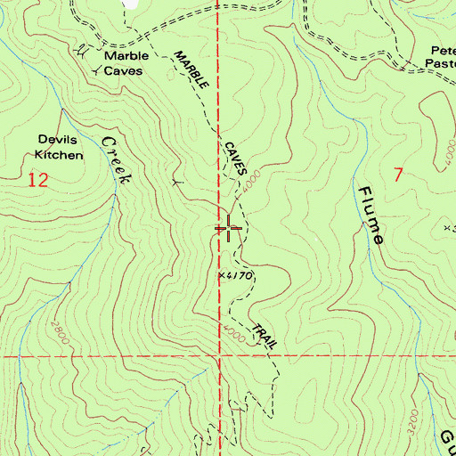 Topographic Map of Marble Caves Trail, CA