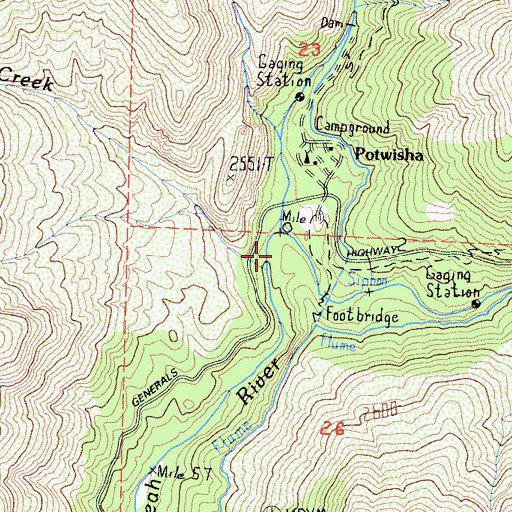 Topographic Map of Marble Fork Kaweah River, CA
