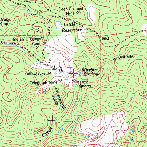 Topographic Map of Marble Springs, CA