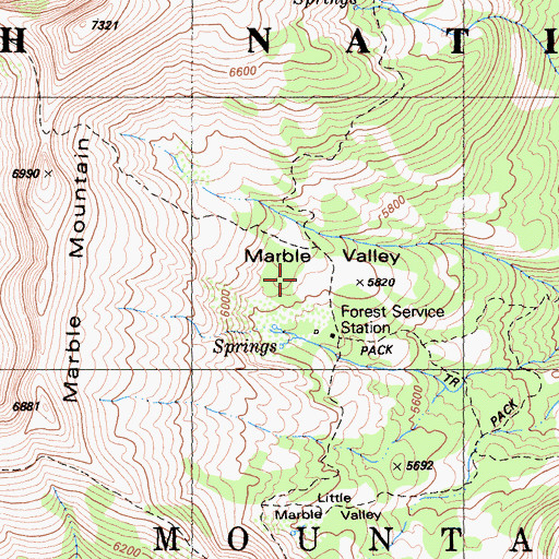 Topographic Map of Marble Valley Guard Station, CA