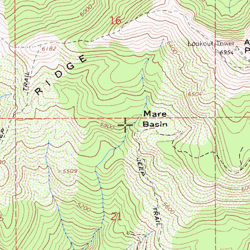 Topographic Map of Mare Basin, CA