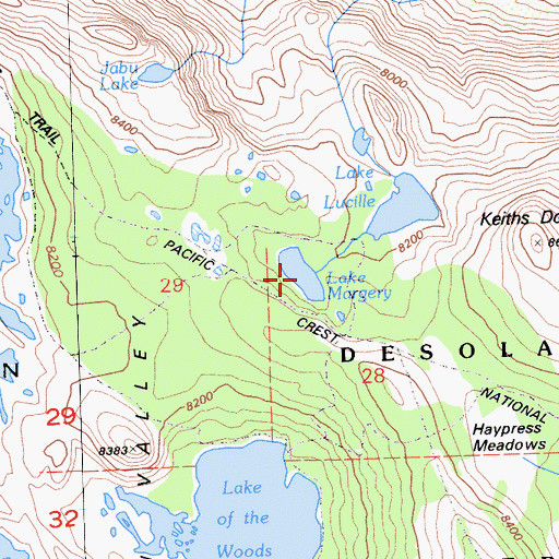 Topographic Map of Lake Margery, CA