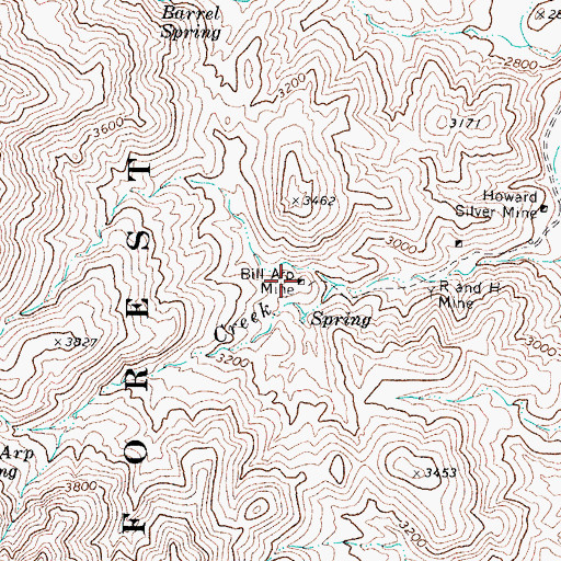 Topographic Map of Bill Arp Mine, AZ