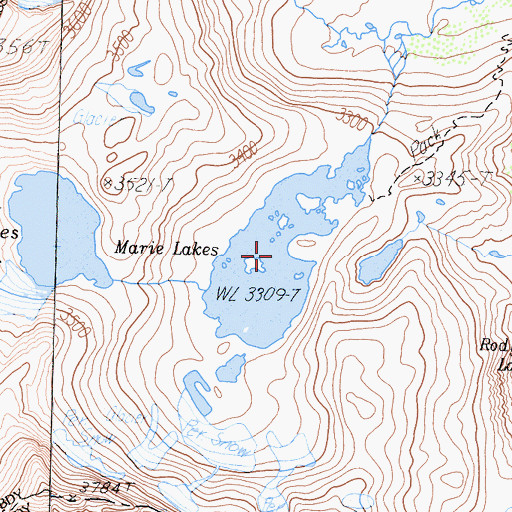 Topographic Map of Marie Lakes, CA