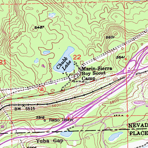 Topographic Map of Marin Sierra Boy Scout Camp, CA
