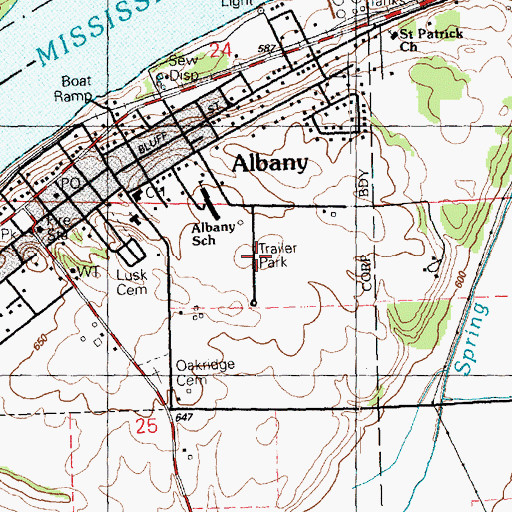 Topographic Map of Shady Acres Mobile Home Park, IL