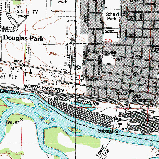 Topographic Map of Woodlawn Trailer Court, IL
