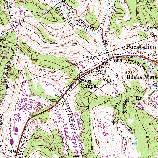 Topographic Map of Bible Baptist Christian School, WV