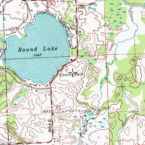 Topographic Map of Round Lake County Park, MI