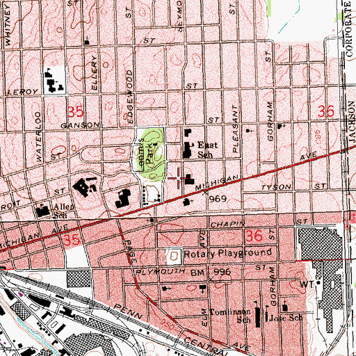 Topographic Map of Saint Luke's Clinic, MI