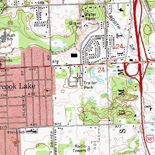 Topographic Map of Cozy Mobile Home Community, MI