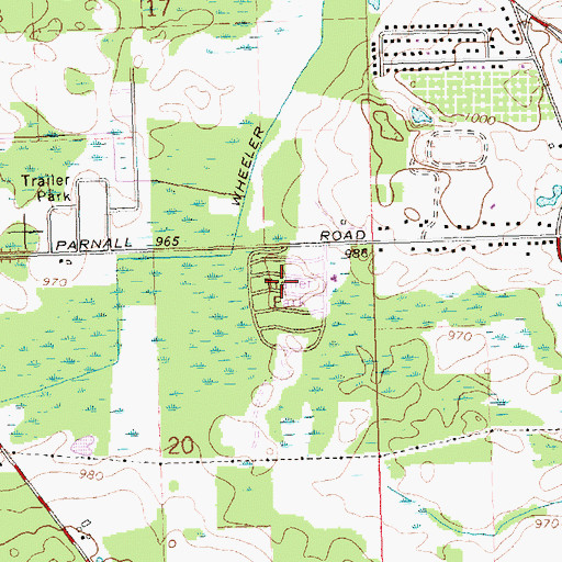 Topographic Map of English Meadows Mobile Home Park, MI