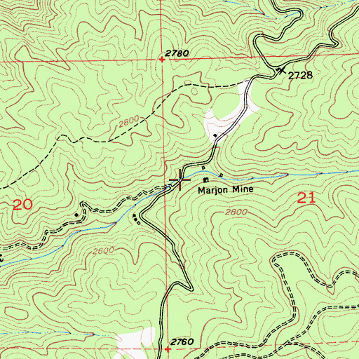 Topographic Map of Marjon Mine, CA