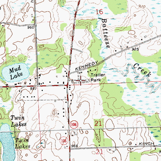 Topographic Map of Pleasant Lake Mobile Home Court, MI