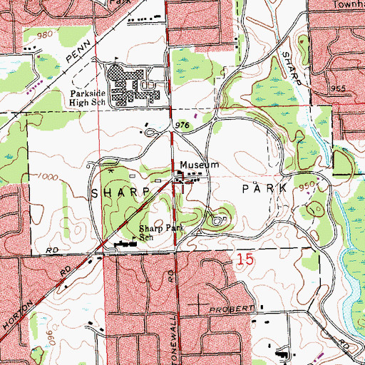 Topographic Map of Peter F Hurst Planetarium, MI