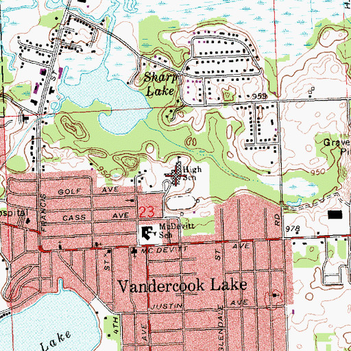 Topographic Map of Vandercook Lake High School, MI