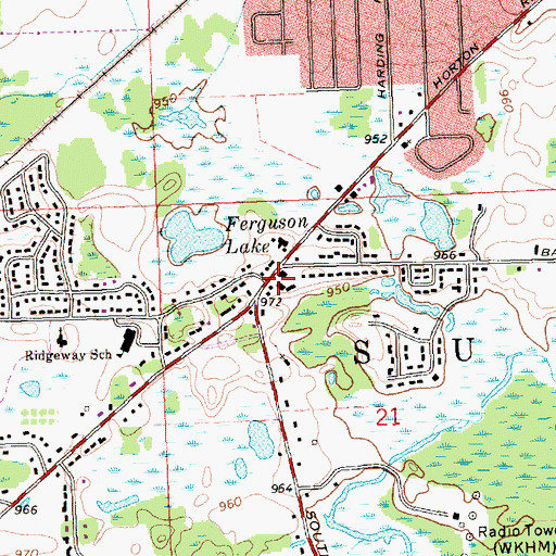 Topographic Map of Southgate Shopping Center, MI