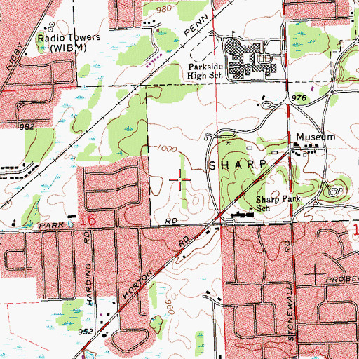 Topographic Map of Ella Sharp Park Golf Course, MI