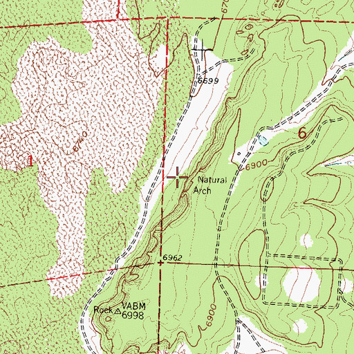 Topographic Map of Sandstone Bluffs Arch, NM