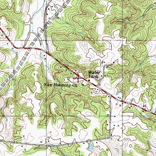 Topographic Map of New Harmony Baptist Church, KY