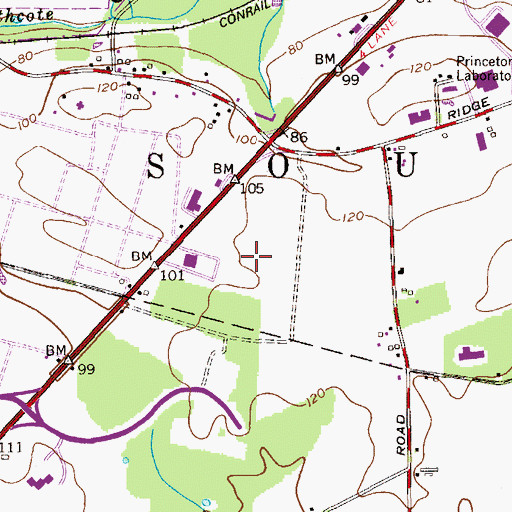 Topographic Map of Princeton Corporate Center, NJ