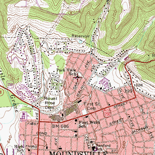 Topographic Map of Gateway Achievement Center, WV
