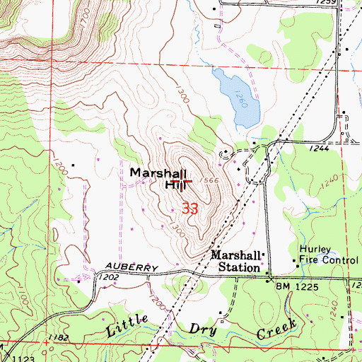 Topographic Map of Marshall Hill, CA