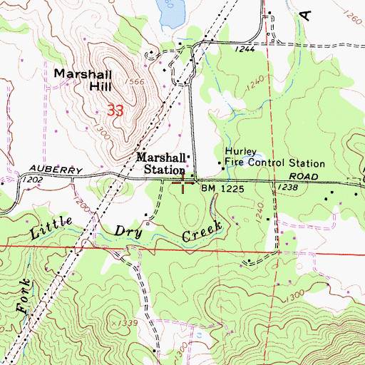 Topographic Map of Marshall Junction, CA