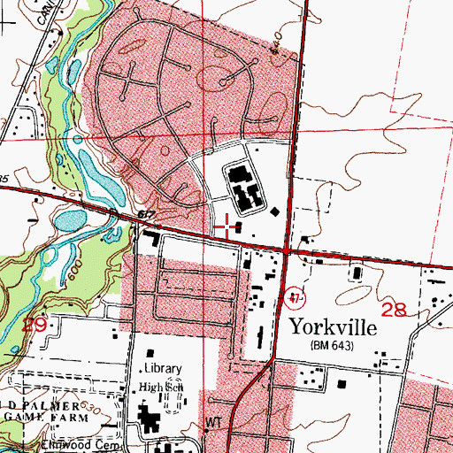 Topographic Map of Rush-Copley Healthcare Center, IL