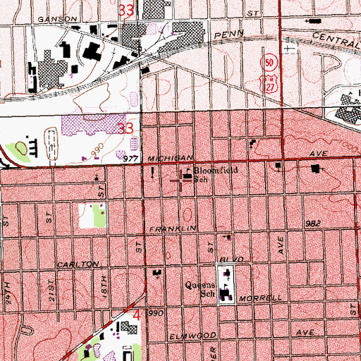 Topographic Map of Bloomfield Park, MI