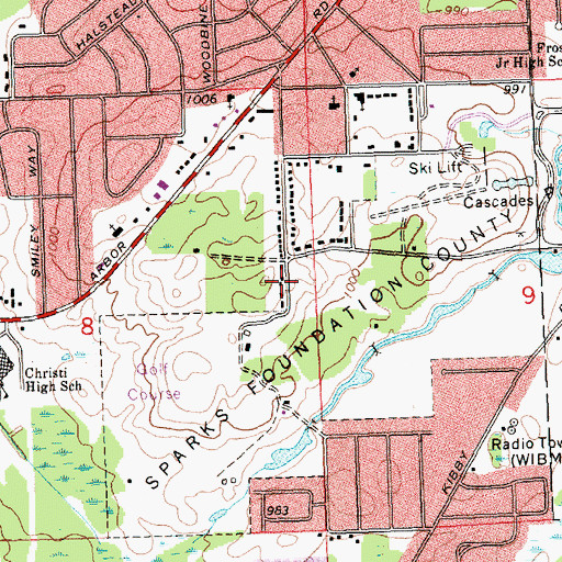Topographic Map of Cascade Short Course, MI