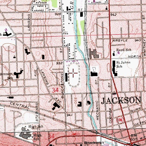 Topographic Map of Jackson County Fairgrounds, MI