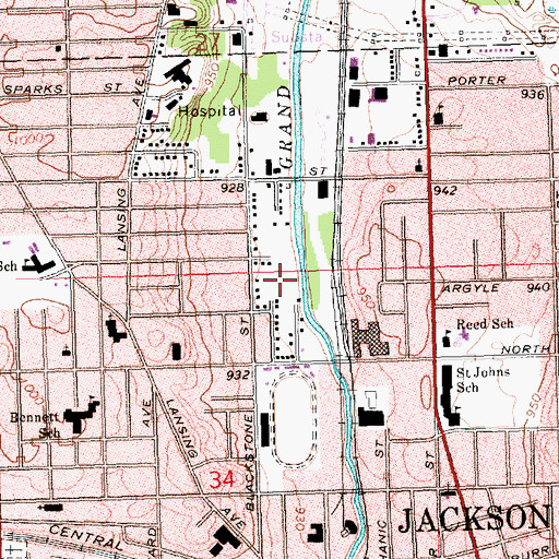 Topographic Map of Lions Park, MI